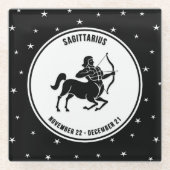 Sagittarius Zodiac Sign., Onderzetter van zwart-wi Glazen Onderzetter (Voorkant)
