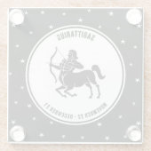 Sagittarius Zodiac Sign., Onderzetter van zwart-wi Glazen Onderzetter (Achterkant)