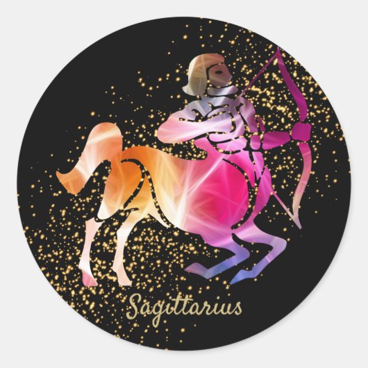 Sagittarius - Zodiac Sign Ronde Sticker (Voorkant)