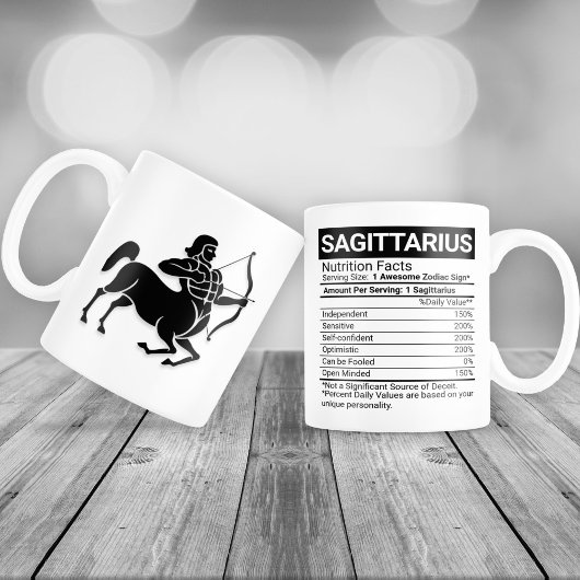 Sagittarius zodiac Sign with Nutrition Facts, Grote Koffiekop