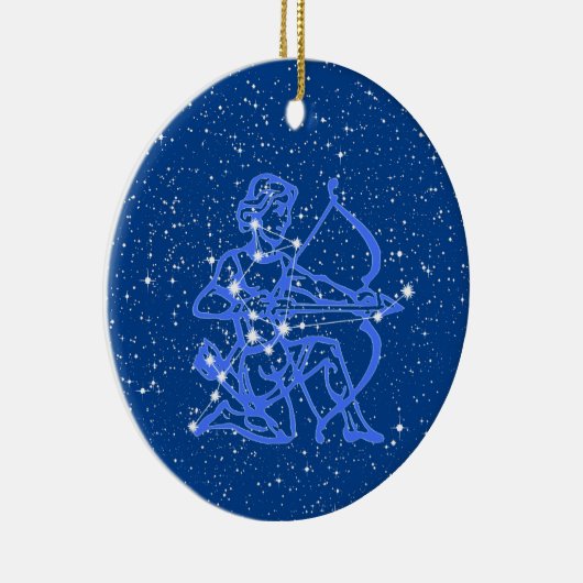 Sagittarius Zodiac Sign with Stars on Deep Blue Keramisch Ornament (Rechts)