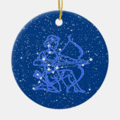Sagittarius Zodiac Sign with Stars on Deep Blue Keramisch Ornament (Voorkant)