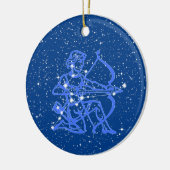 Sagittarius Zodiac Sign with Stars on Deep Blue Keramisch Ornament (Links)