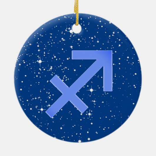 Sagittarius Zodiac Sign with Stars on Deep Blue Keramisch Ornament (Achterkant)