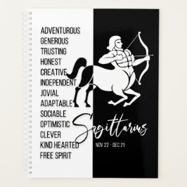 Sagittarius Zodiac Sign., zwart-wit Planner