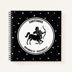 Sagittarius Zodiac Sign, Zwart-witboek Notitieboek