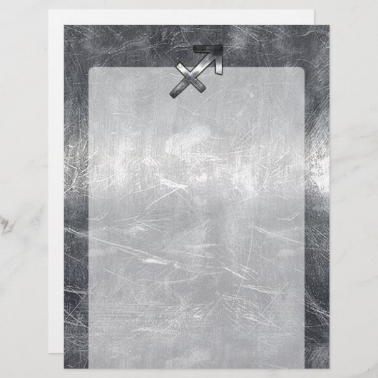 Sagittarius Zodiac Silver Distress Steel look (Voorkant / Achterkant)