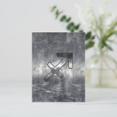 Sagittarius Zodiac Silver Distress Steel look Briefkaart (Staand voorkant)