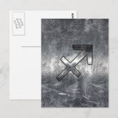 Sagittarius Zodiac Silver Distress Steel look Briefkaart (Voorkant / Achterkant)