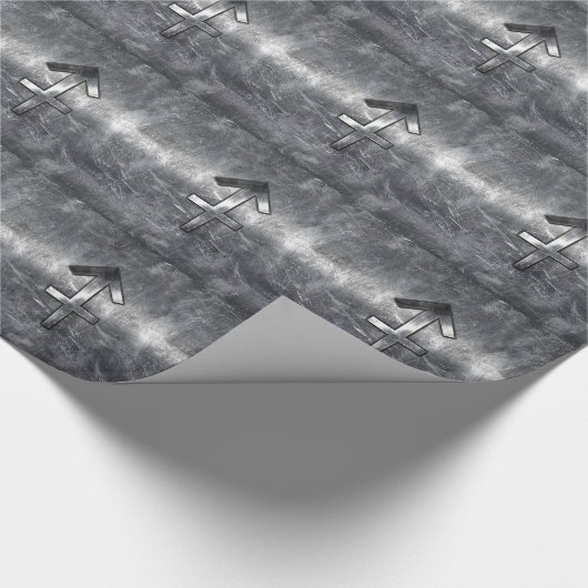 Sagittarius Zodiac Silver Distress Steel look Cadeaupapier (Hoek)