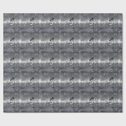 Sagittarius Zodiac Silver Distress Steel look Cadeaupapier (Vlak)
