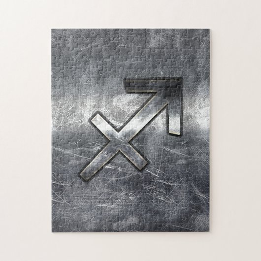 Sagittarius Zodiac Silver Distress Steel look Legpuzzel (Verticaal)