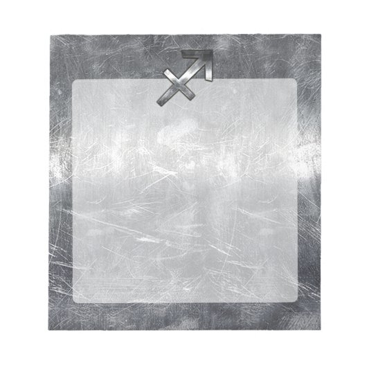 Sagittarius Zodiac Silver Distress Steel look Notitieblok (Voorkant)