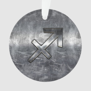 Sagittarius Zodiac Silver Distress Steel look Ornament