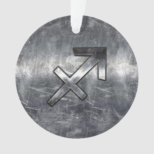 Sagittarius Zodiac Silver Distress Steel look Ornament (voorkant)