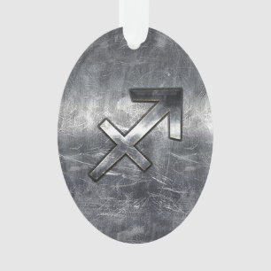 Sagittarius Zodiac Silver Distress Steel look Ornament
