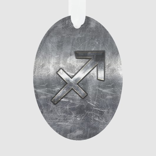 Sagittarius Zodiac Silver Distress Steel look Ornament (voorkant)