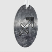 Sagittarius Zodiac Silver Distress Steel look Ornament (voorkant)