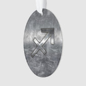 Sagittarius Zodiac Silver Distress Steel look Ornament (voorkant)