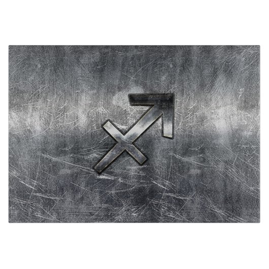 Sagittarius Zodiac Silver Distress Steel look Snijplank (Voorkant)
