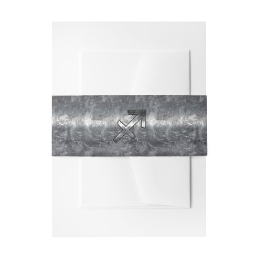 Sagittarius Zodiac Silver Distress Steel look Uitnodigingen Wikkel (Voorkant Voorbeeld)