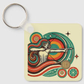 Sagittarius Zodiac Sleutelhanger Retro Design (Voorkant)