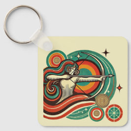 Sagittarius Zodiac Sleutelhanger Retro Design
