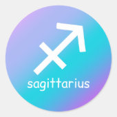 Sagittarius Zodiac Star Sign Astrology Blue Paars Ronde Sticker (Voorkant)