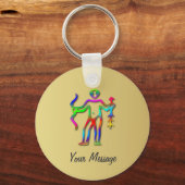 Sagittarius Zodiac Star Sign Rainbow Gold Key Ring Sleutelhanger (Voorkant)