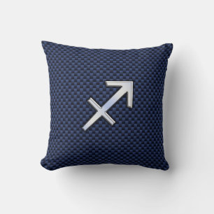 Sagittarius Zodiac Symbol Blue Carbon Fiber Print Kussen