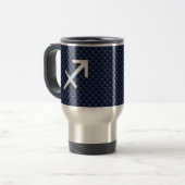 Sagittarius Zodiac Symbol Blue Carbon Fiber Print Reisbeker (Voorkant links)