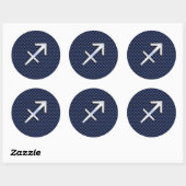 Sagittarius Zodiac Symbol Blue Carbon Fiber Print Ronde Sticker (Vel)