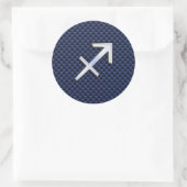 Sagittarius Zodiac Symbol Blue Carbon Fiber Print Ronde Sticker (Tas)