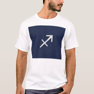 Sagittarius Zodiac Symbol Blue Carbon Fiber Print T-shirt