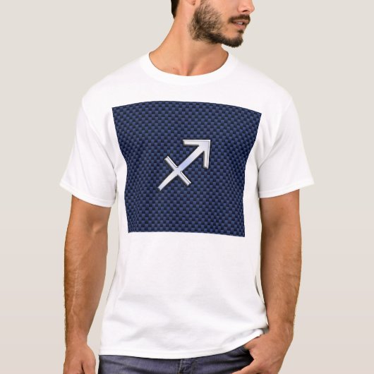 Sagittarius Zodiac Symbol Blue Carbon Fiber Print T-shirt (Voorkant)
