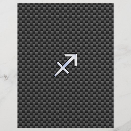 Sagittarius Zodiac Symbol Charcoal Carbon Fiber (Voorkant)