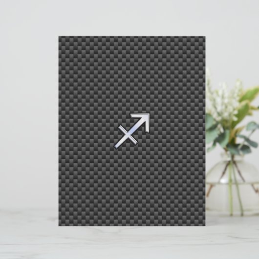 Sagittarius Zodiac Symbol Charcoal Carbon Fiber (Staand voorkant)