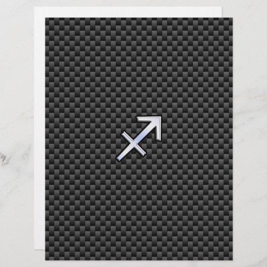 Sagittarius Zodiac Symbol Charcoal Carbon Fiber (Voorkant / Achterkant)