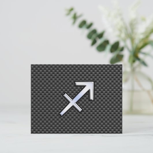 Sagittarius Zodiac Symbol Charcoal Carbon Fiber Briefkaart (Staand voorkant)