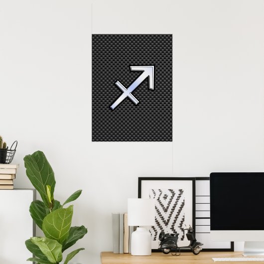 Sagittarius Zodiac Symbol Charcoal Carbon Fiber Poster (Thuiskantoor)