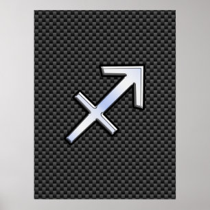 Sagittarius Zodiac Symbol Charcoal Carbon Fiber Poster