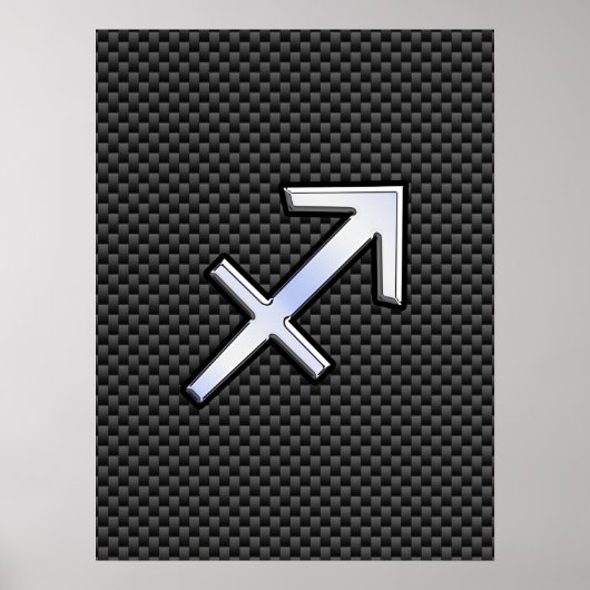 Sagittarius Zodiac Symbol Charcoal Carbon Fiber Poster (Voorkant)