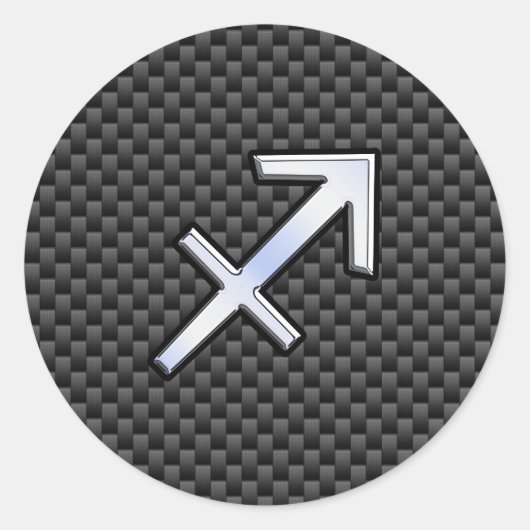 Sagittarius Zodiac Symbol Charcoal Carbon Fiber Ronde Sticker (Voorkant)