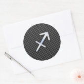 Sagittarius Zodiac Symbol Charcoal Carbon Fiber Ronde Sticker (Envelop)