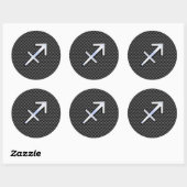 Sagittarius Zodiac Symbol Charcoal Carbon Fiber Ronde Sticker (Vel)