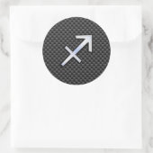 Sagittarius Zodiac Symbol Charcoal Carbon Fiber Ronde Sticker (Tas)