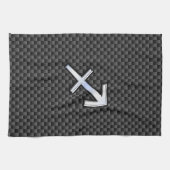 Sagittarius Zodiac Symbol Charcoal Carbon Fiber Theedoek (Horizontaal)