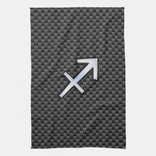 Sagittarius Zodiac Symbol Charcoal Carbon Fiber Theedoek (Verticaal)
