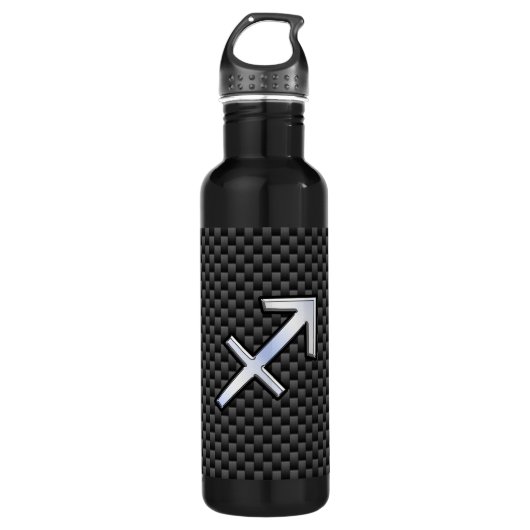 Sagittarius Zodiac Symbol Charcoal Carbon Fiber Waterfles (Voorkant)