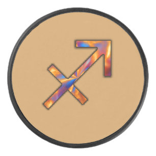 Sagittarius Zodiac Symbol Elmt door K Yoncich Hockey Puck